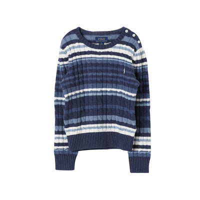 Maglia Bambina Blu a righe con bottoni laterali