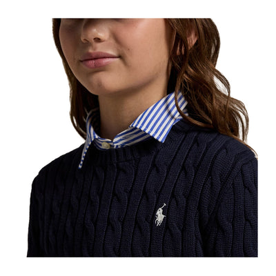 Maglione a trecce Ragazza Blu navy dettaglio