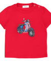 T-shirt rossa da neonato con vespa