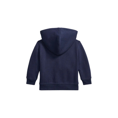 Felpa Neonato Navy con tasche a marsupio e pony Rosso ricamato