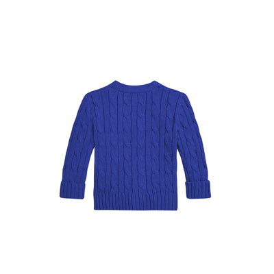 Cardigan Neonato Blu a trecce con bottoni retro