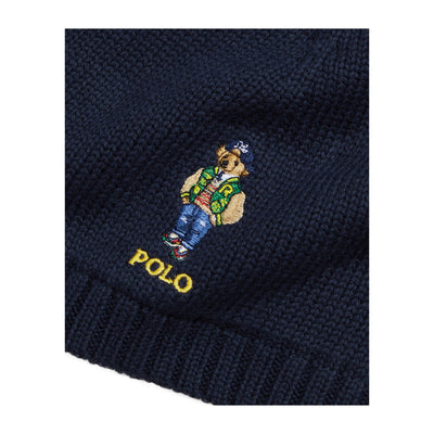 Cappellino Bambino in cotone Navy con Polo Bear dettaglio