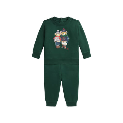 Completo Neonato tinta unita con Polo Bear Verde