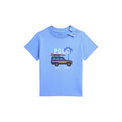 T-shirt Neonato Azzurro con auto stampata