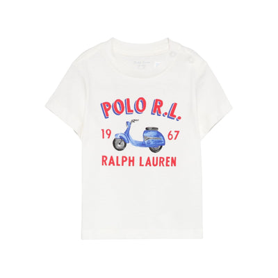 T-shirt Bianca da Neonato con vespa