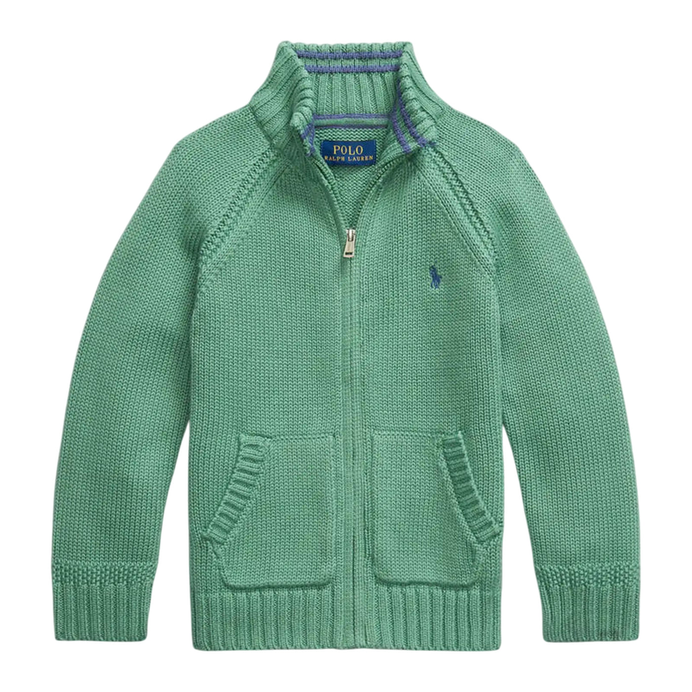 Cardigan Neonato con zip frontale verde