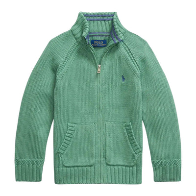 Cardigan Neonato con zip frontale verde
