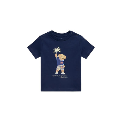 T-shirt Neonato Navy con stampa teddy