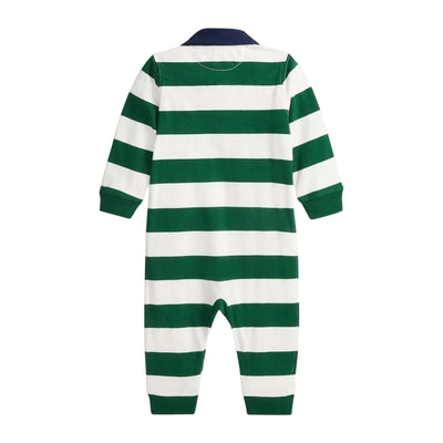 Tutina intera Neonato a righe bianco/verde retro