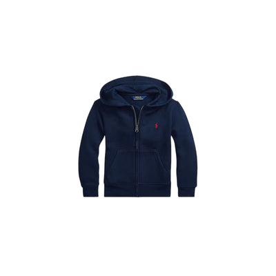 Felpa Bambino Navy, in morbido cotone, con logo Rosso sul petto