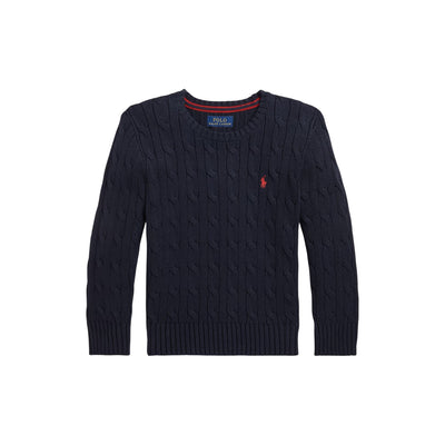 Maglia da bambino in cotone a trecce navy