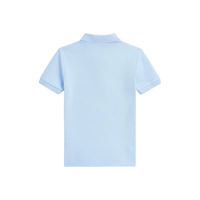 Polo Bambino in piqué tinta unita celeste retro
