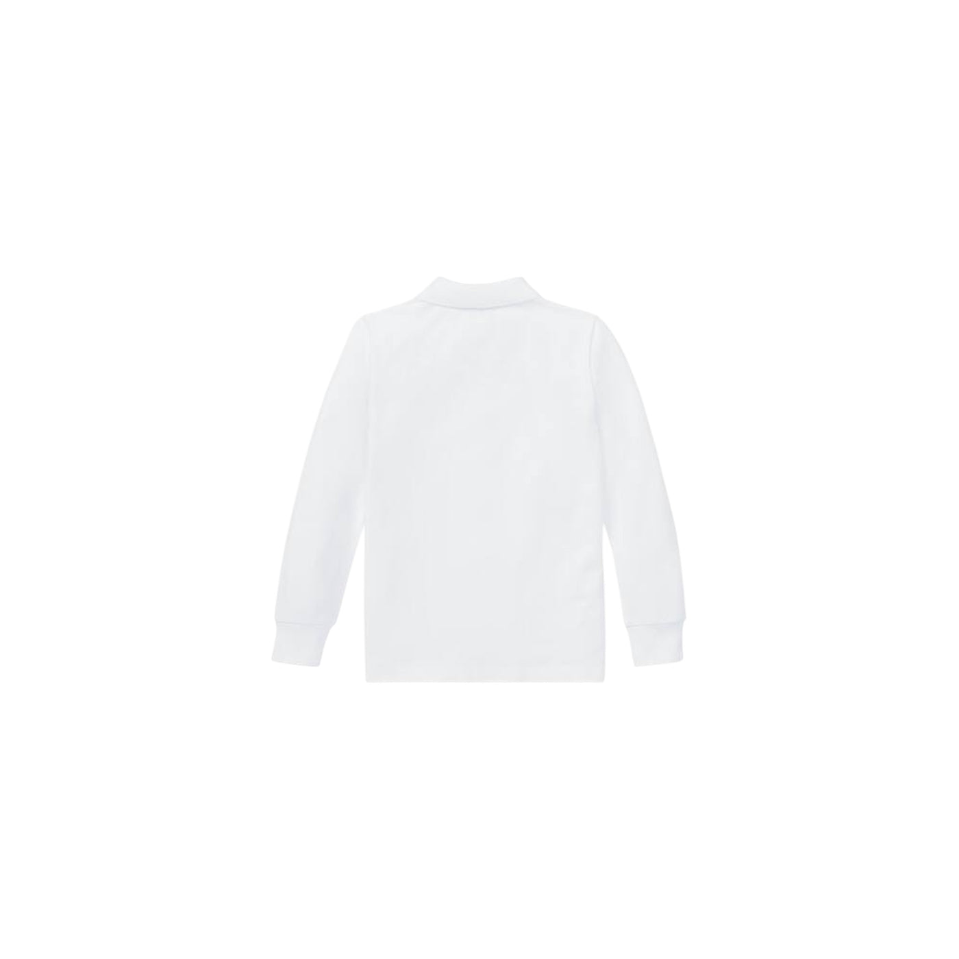 Polo Bambino in cotone Bianca, con scollatura due bottoni e logo Blu ricamato