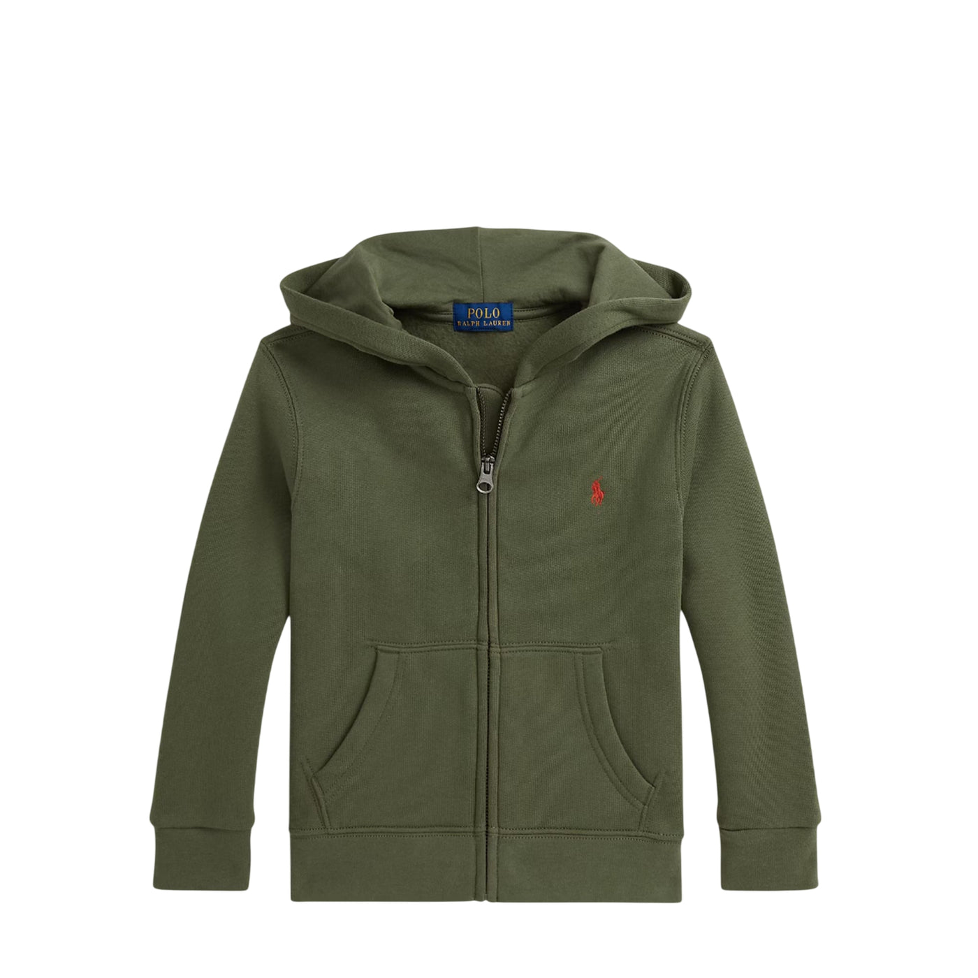 Felpa Bambino con cappuccio e zip Verde oliva