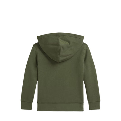 Felpa Bambino con cappuccio e zip Verde oliva retro