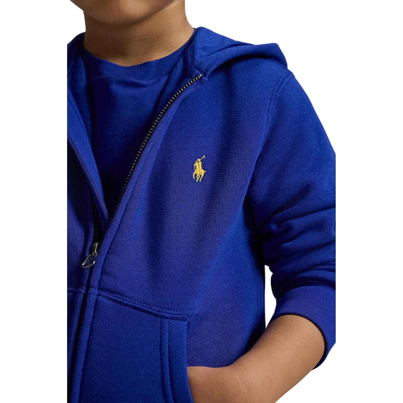 Felpa Bambino con cappuccio e zip Blu dettaglio