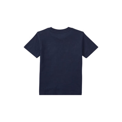 T-shirt Bambino girocollo in tinta unita navy retro