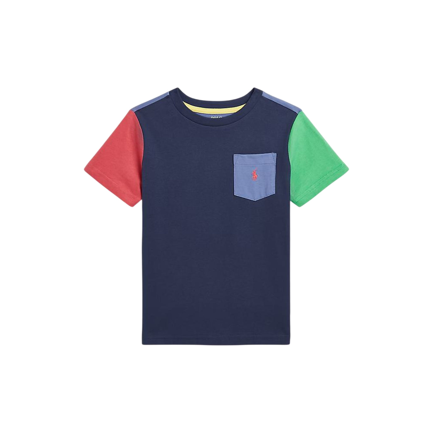 T-shirt Bambino a blocchi colore con taschino