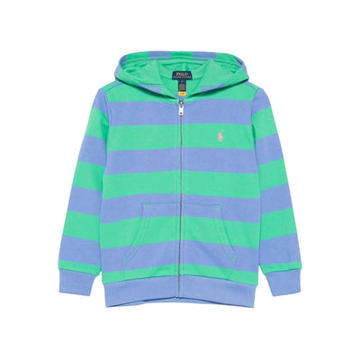 Felpa Bambino con zip a righe bicolor
