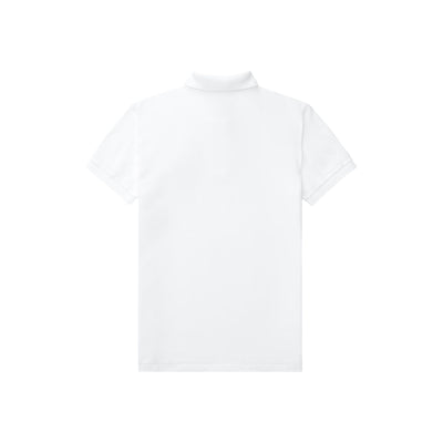 Polo Slim Bambino in cotone bianco manica corta retro