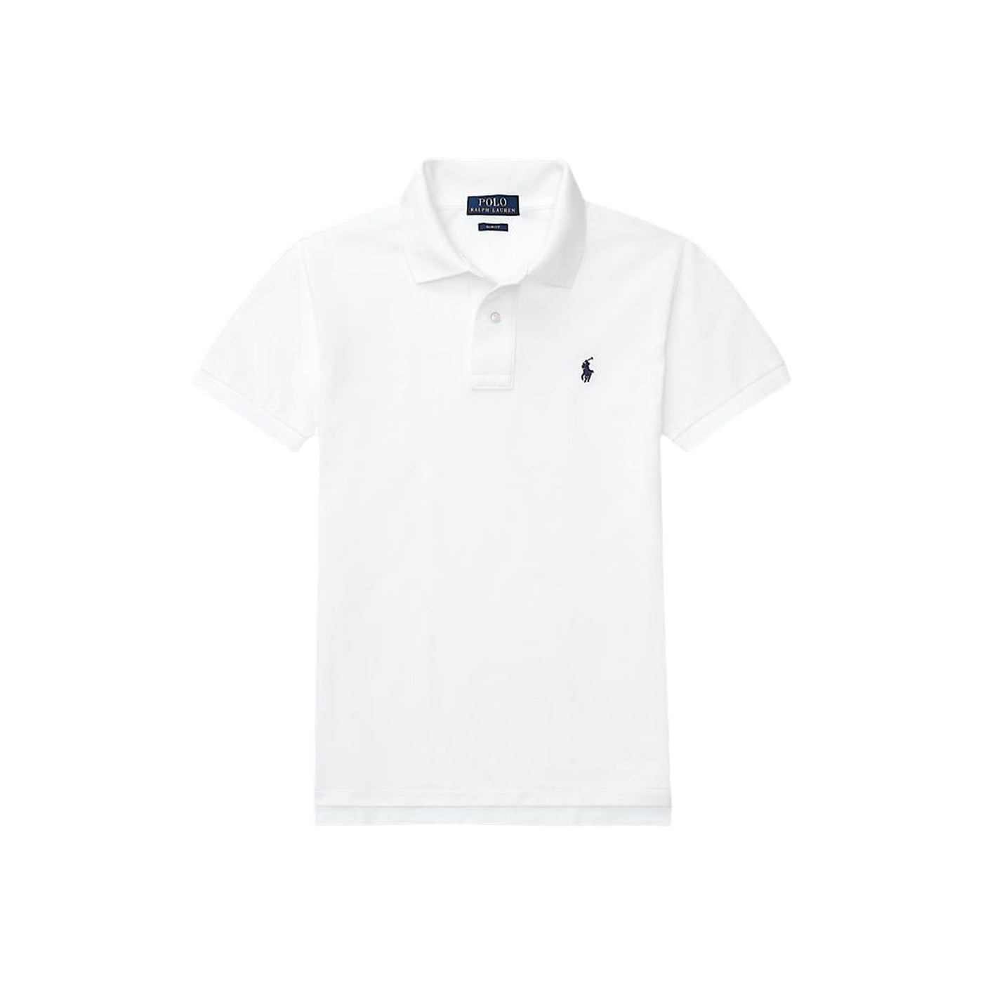Polo Slim Bambino in cotone bianco manica corta