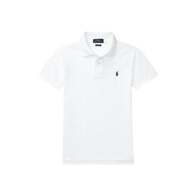 Polo Slim Bambino in cotone bianco manica corta