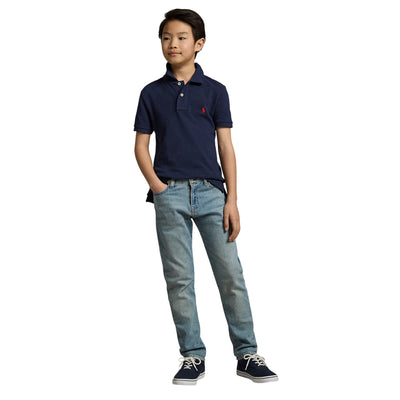 Polo Bambino in piqué di cotone Slim-Fit Navy modello