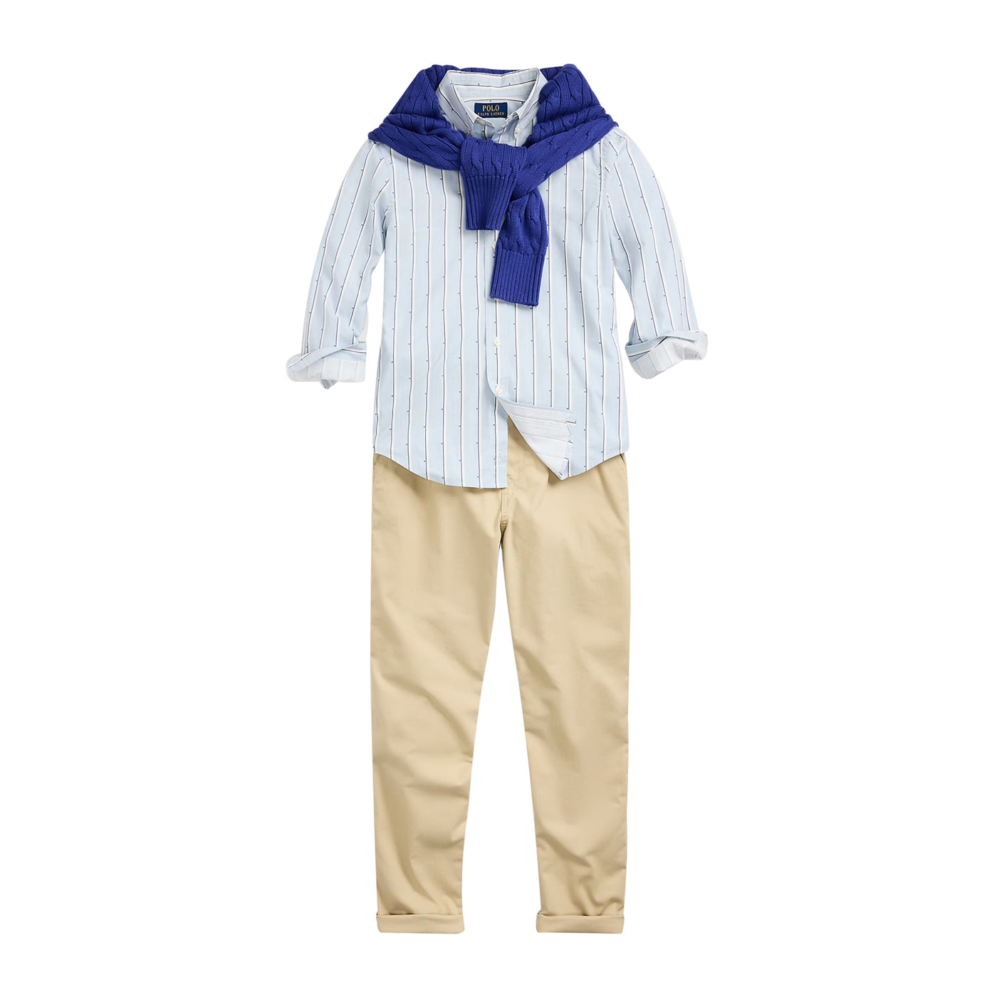 Maglione Bambino in cotone a trecce Blu outfit intero