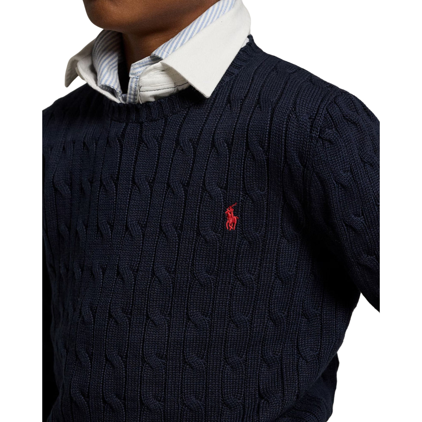 Maglia Bambino in cotone a trecce Navy dettaglio