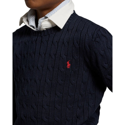 Maglia Bambino in cotone a trecce Navy dettaglio