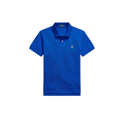 Polo Junior Blu Royal con pony ricamato in Giallo e maniche corte