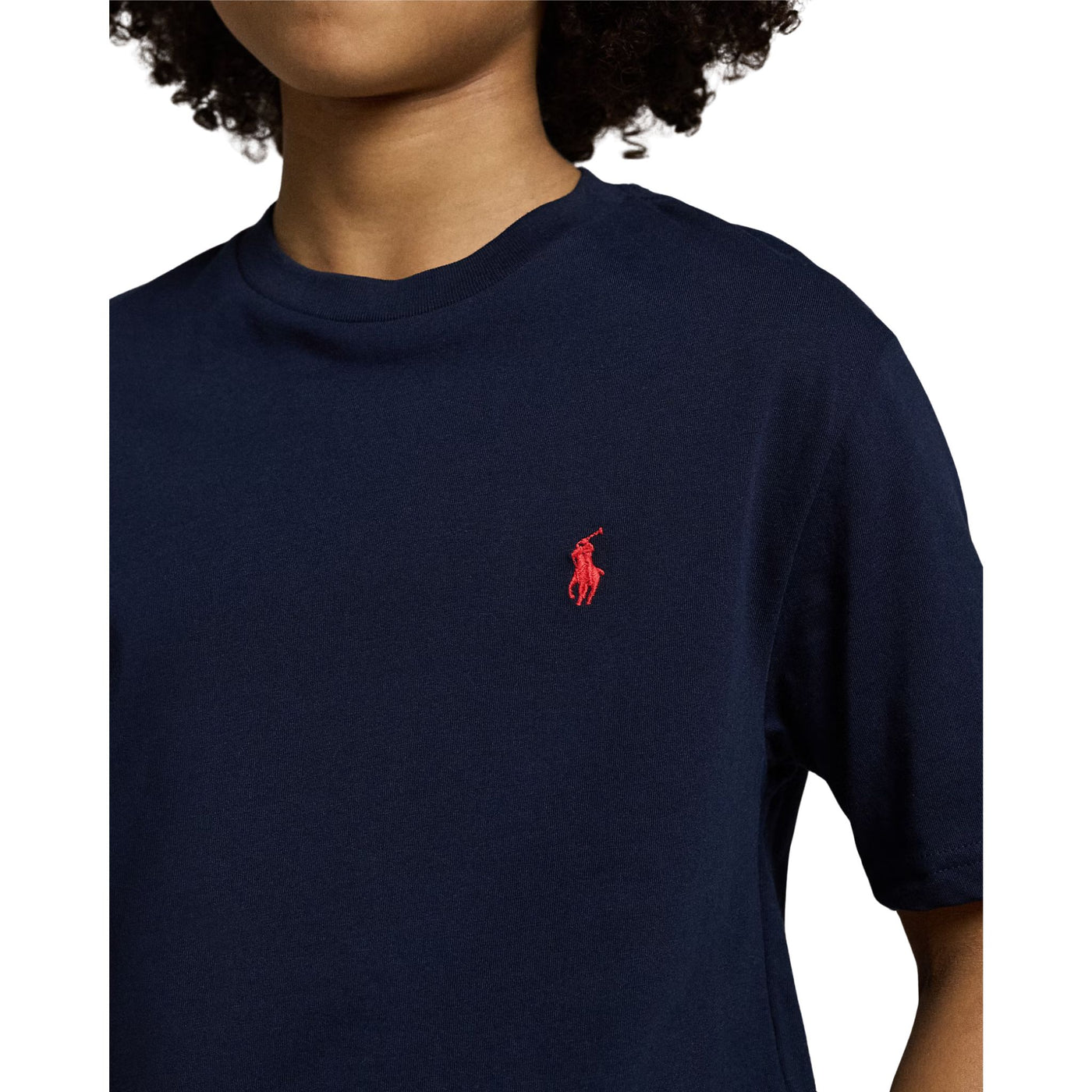 T-shirt Bambino tinta unita navy dettaglio
