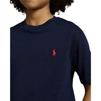 T-shirt Bambino tinta unita navy dettaglio