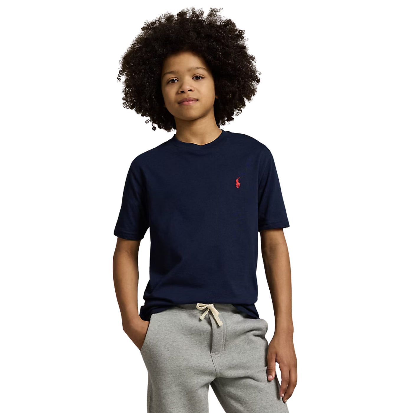 T-shirt Bambino tinta unita navy modello frontale