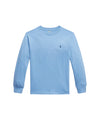 T-shirt Junior Celeste a maniche lunghe, con cavallino Blu ricamato