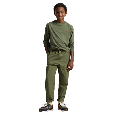 T-shirt Ragazzo a maniche lunghe Verde oliva modello intero frontale