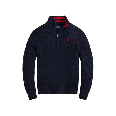 Maglione Bambino a trecce con zip Navy