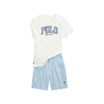 T-shirt Bambino Bianco con logo a righe