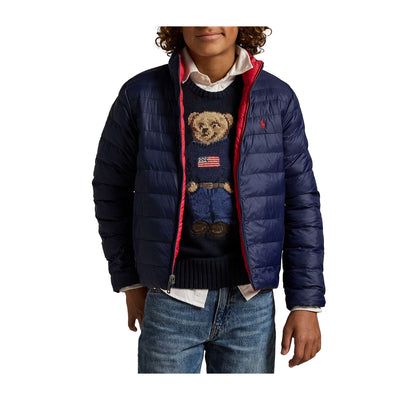 Giacca Ragazzo reversibile trapuntata P-Layer2 Navy modello frontale