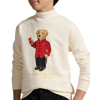 Felpa Junior con Polo Bear stampato davanti modello frontale ravvicinato