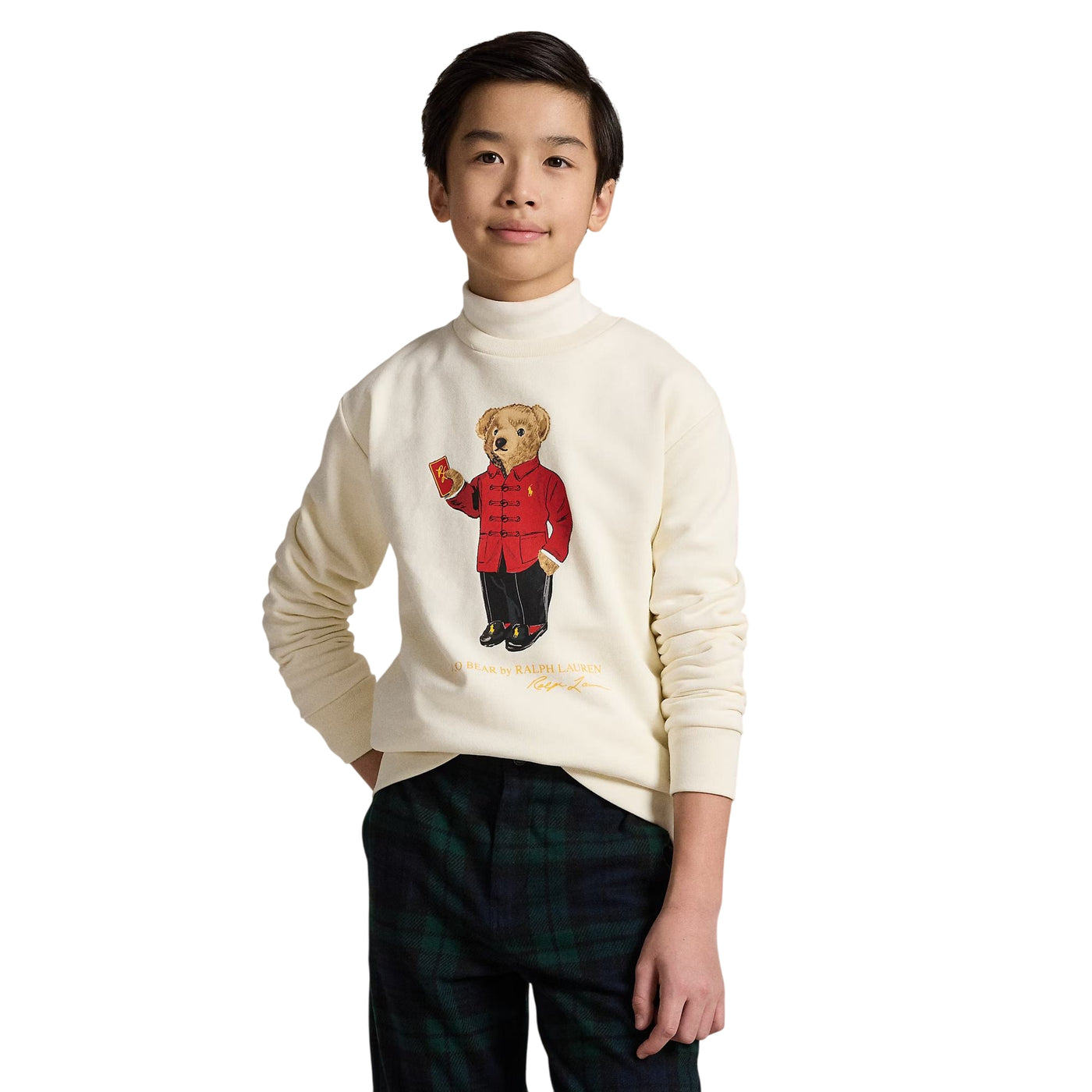 Felpa Junior con Polo Bear stampato davanti modello frontale