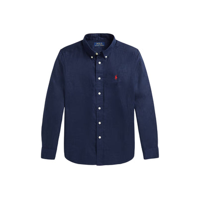 Camicia da Bambino in lino navy 