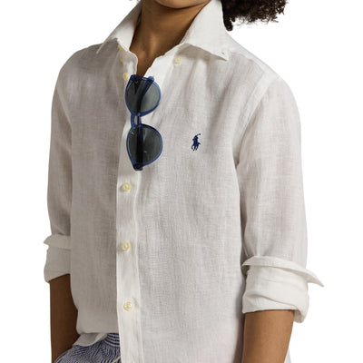 Camicia da Bambino in lino bianco modello
