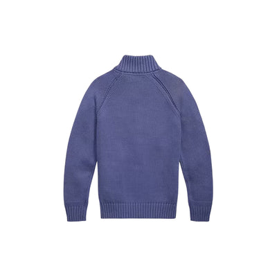 Cardigan Bambino in maglia di cotone, con collo alto e full zip 