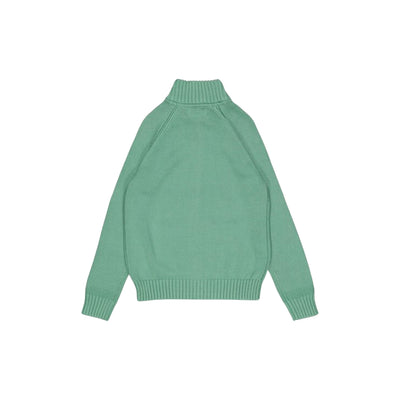 Cardigan Bambino Verde full zip con pony iconico Blu