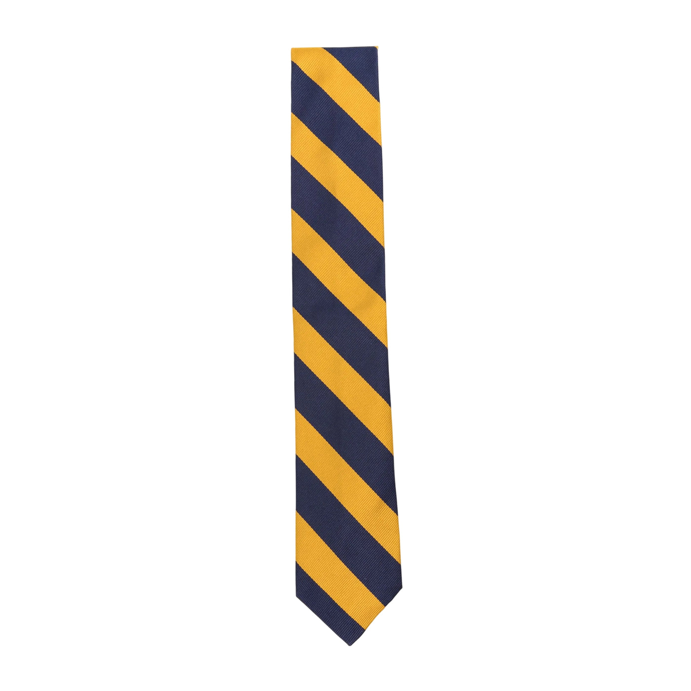 Cravatta bambino dal design a righe navy e oro