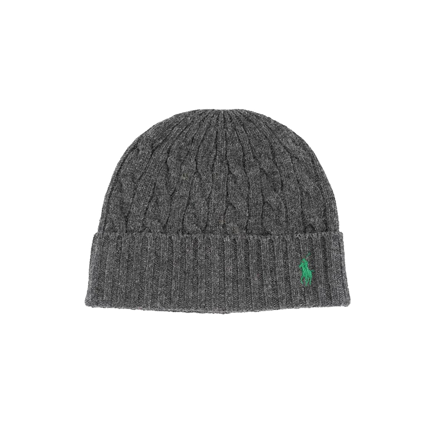 Cappello Uomo Grigio, con logo ricamato verde e lavorazione a trecce