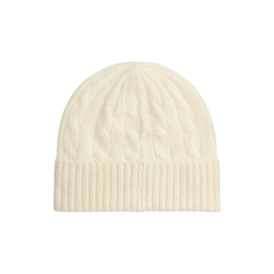 Berretto Donna in lana e cashmere a trecce Crema retro