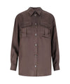 Camicia da Donna con tasche marrone frontale