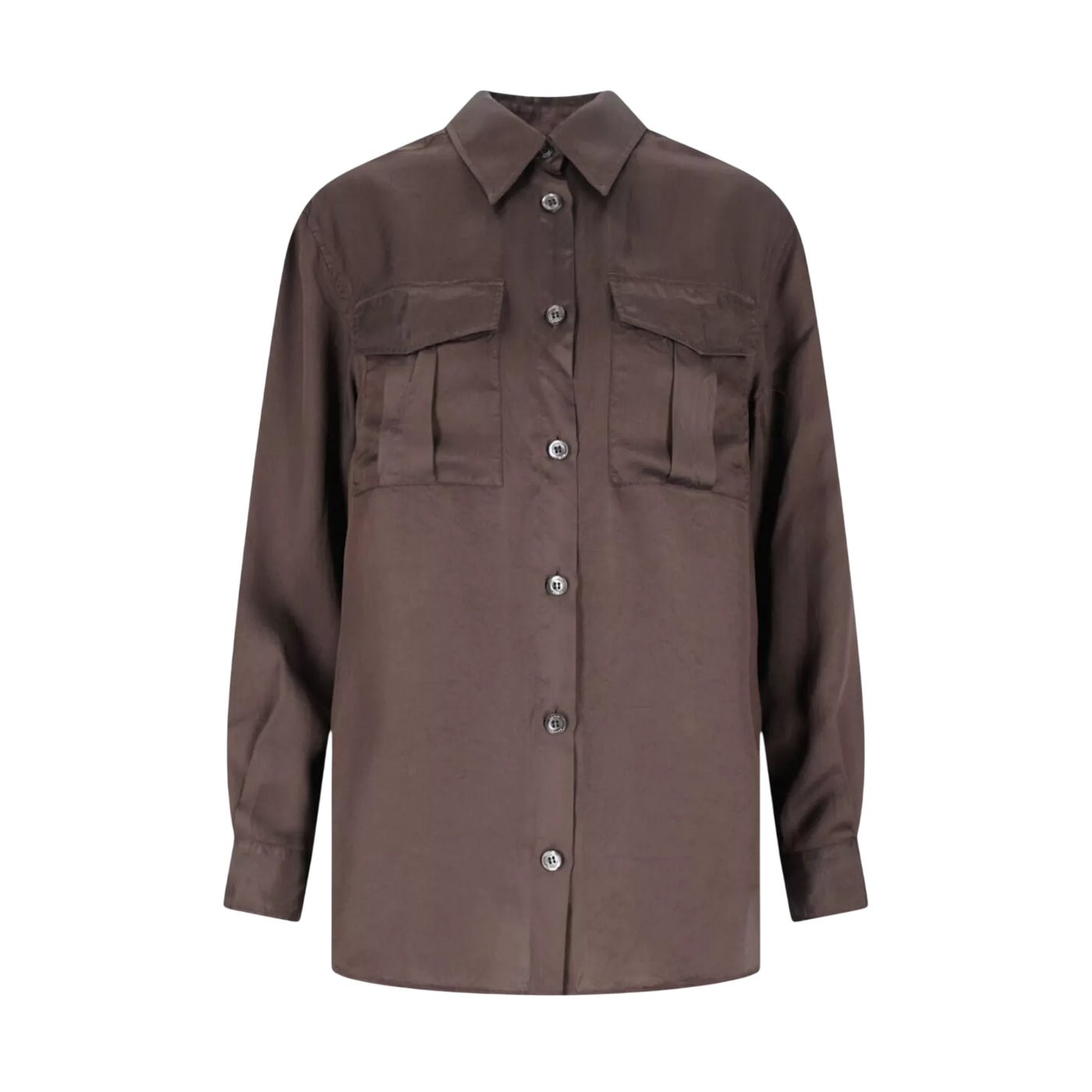 Camicia da Donna con tasche marrone frontale